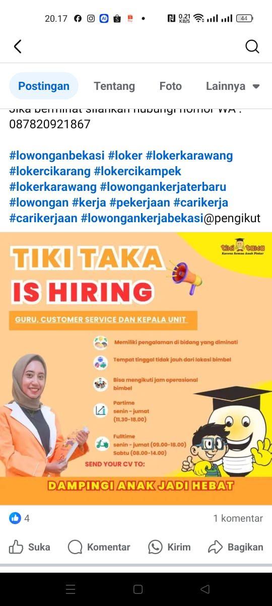 Tiki Taka Pondok Ungu Bekasi