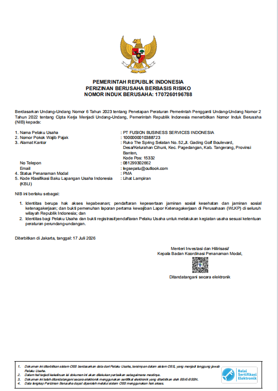 PT FUSION BUSINESS SERVICES INDONESIA