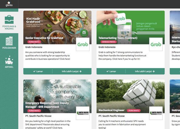 Glints Indonesia website in 2015.
